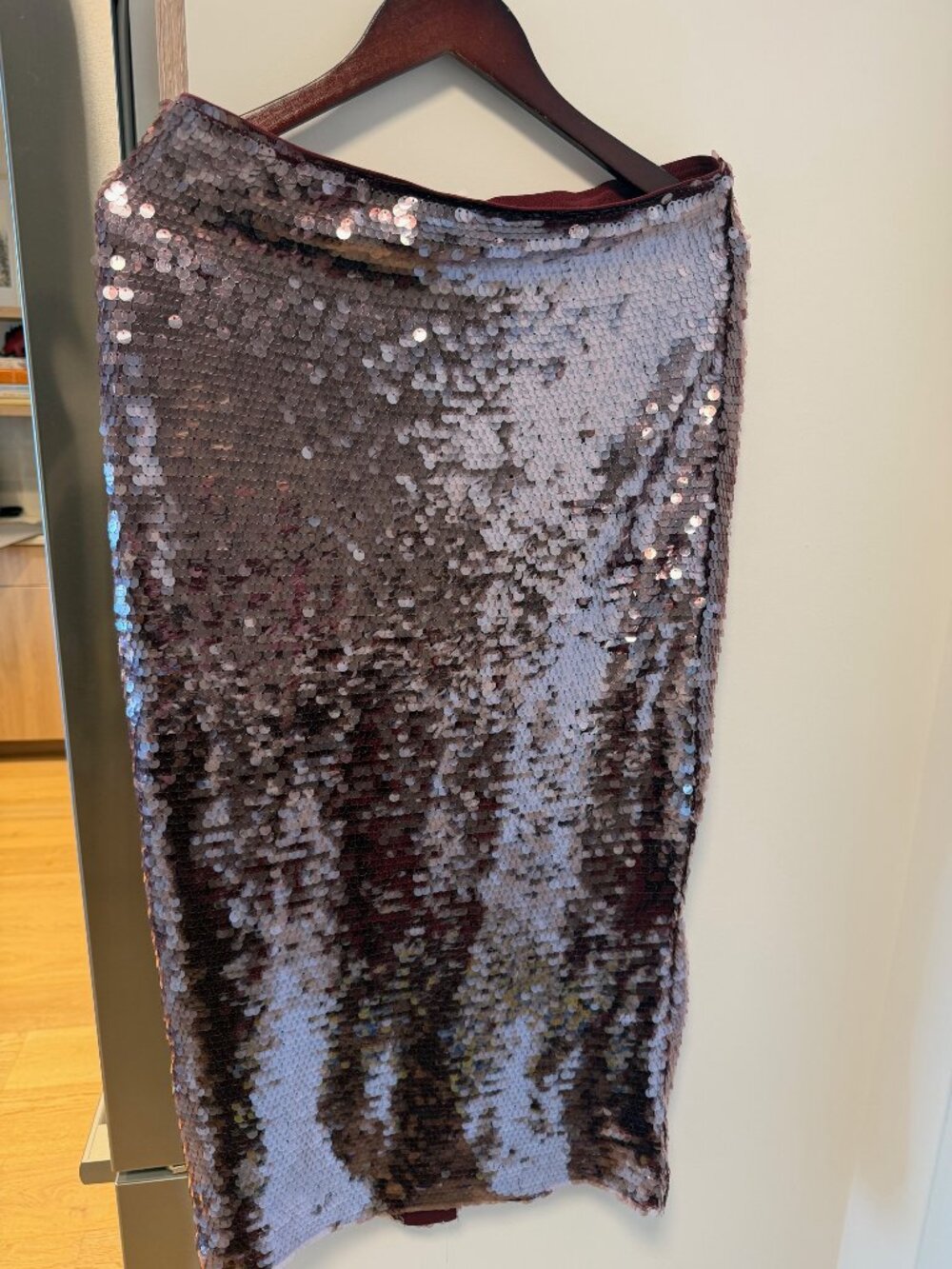 Ann Taylor Sequin Pencil Skirt NWT Mauve Rose Holiday Midi Size 8